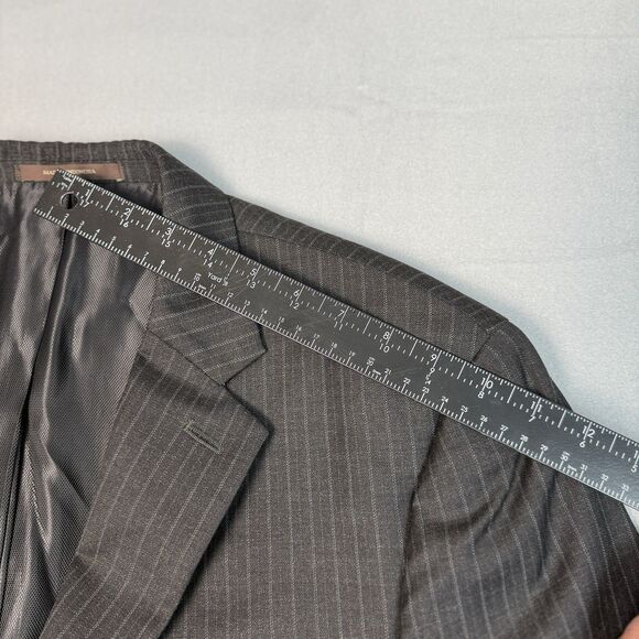 Tasso Elba Mens Black Striped Sport Coat Suit Jacket Blazer Size S42 - 90% Wool - Picture 12 of 16